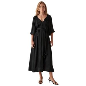 Aje Seraphina Silk Midi Black Dress. Size 10